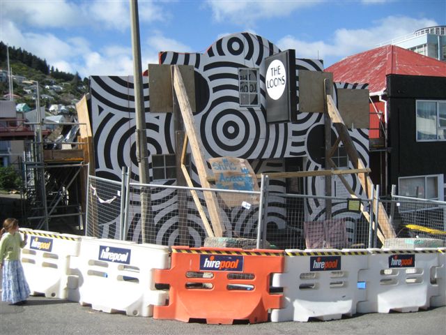 Earthquake damage to the exterior of the venue